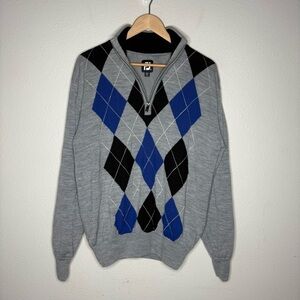 FootJoy Sweater Mens M Wind Stopper Lined Argyle Wool Pullover Golf